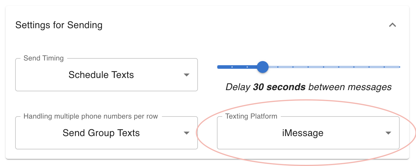 Texting platform dropdown