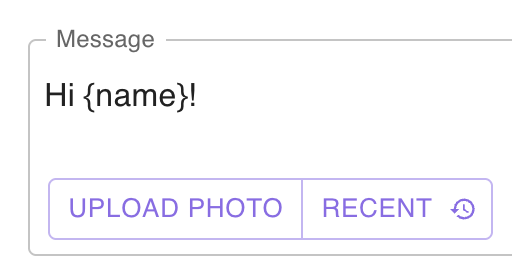 Upload Photo button inside the message box